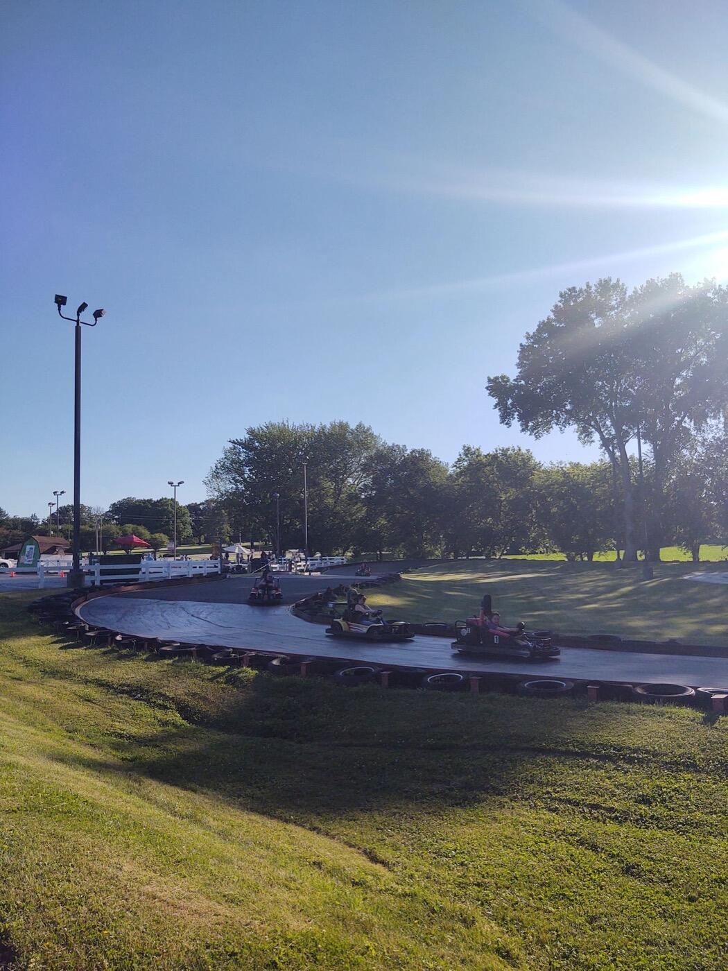 Go-kart track curving through the grounds